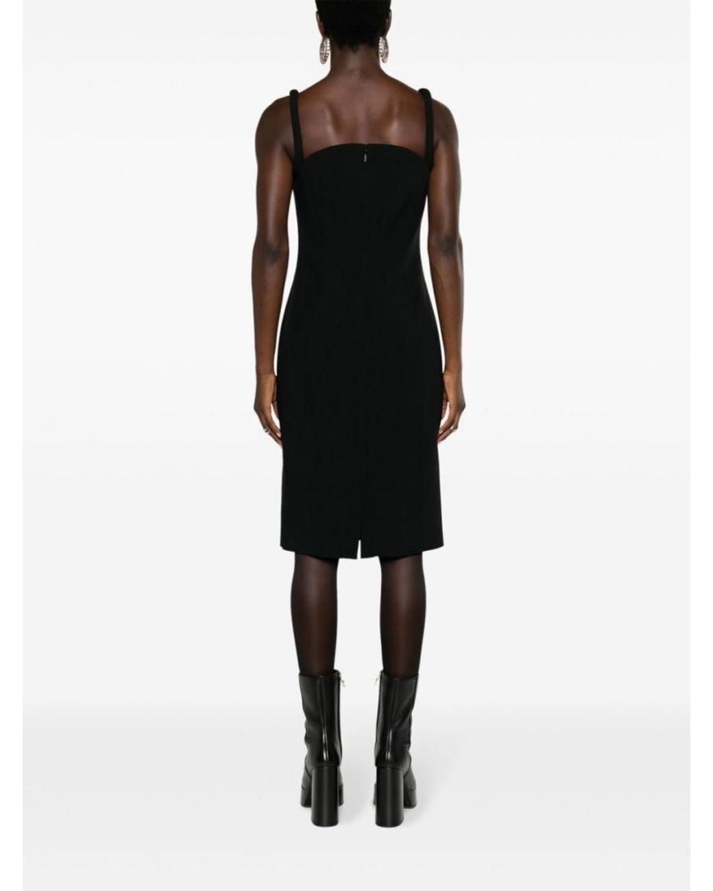 Versace Black Satin Pencil Midi Dress