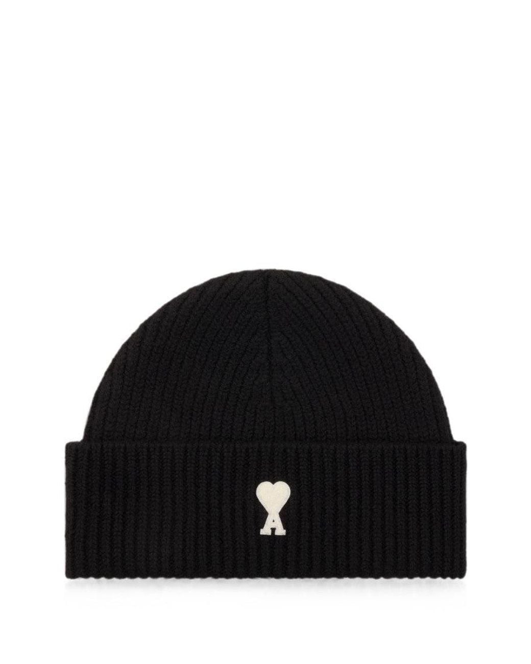 AMI Black Logo Beanie Cap for men