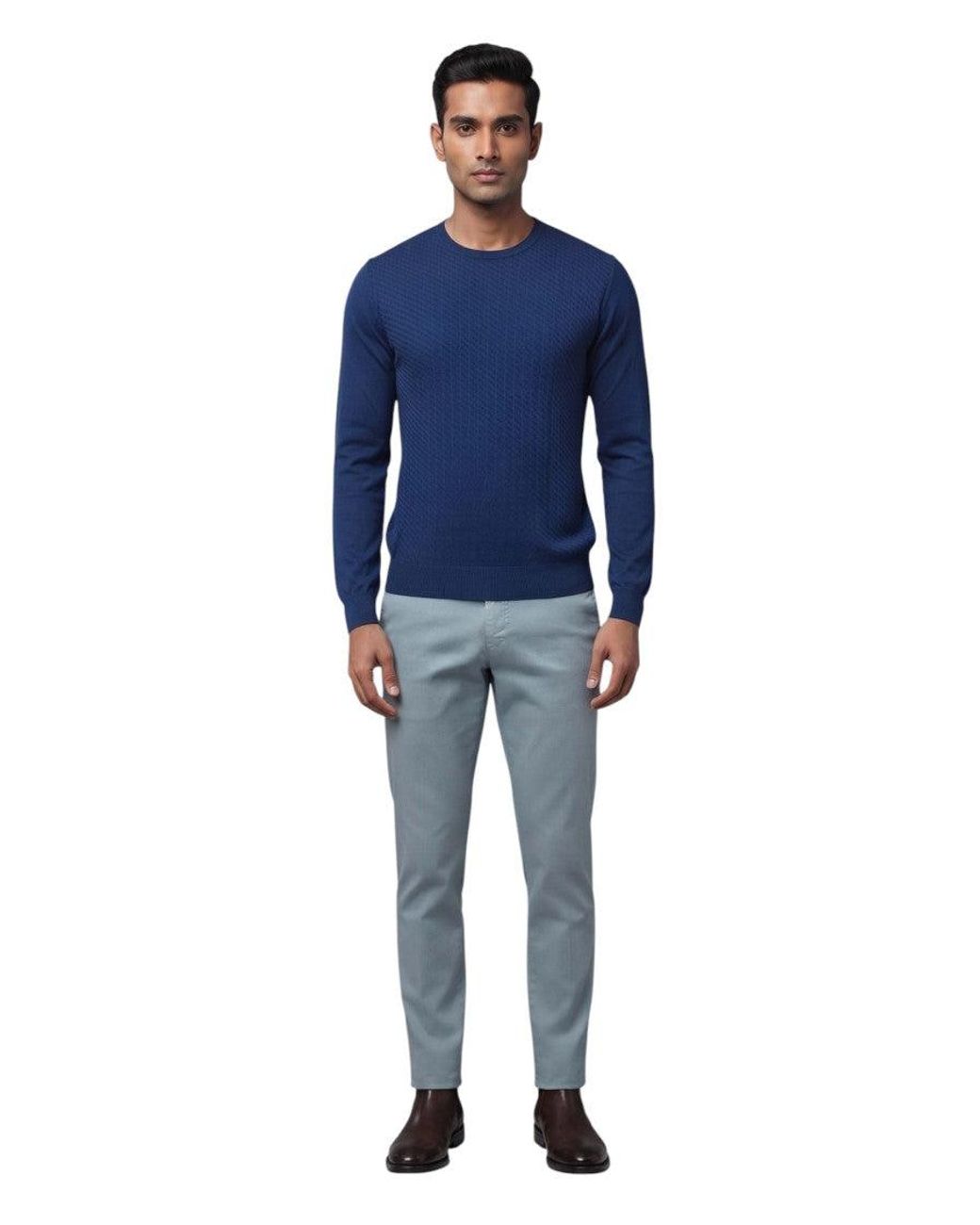 Corneliani Blue Textured Sweatshirt for men