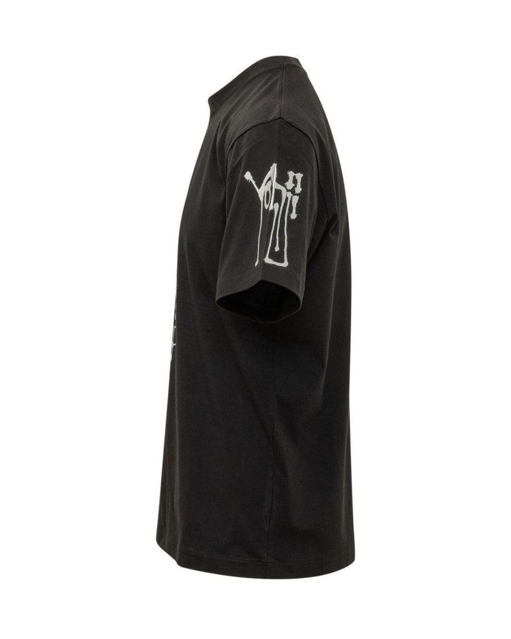 Y-3 Black Graphic Crew Neck T-Shirt for men