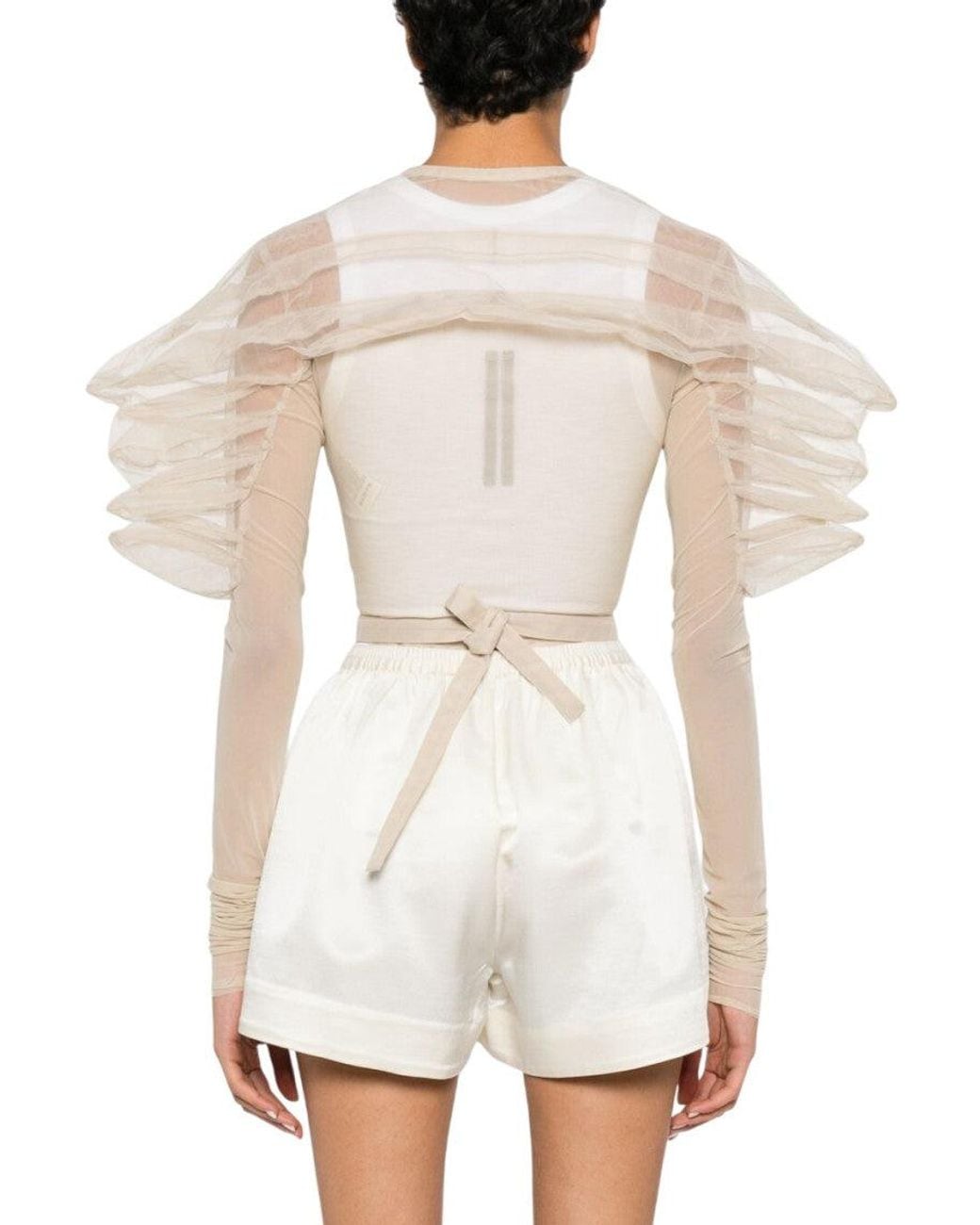 Rick Owens White Solid V Neck Top