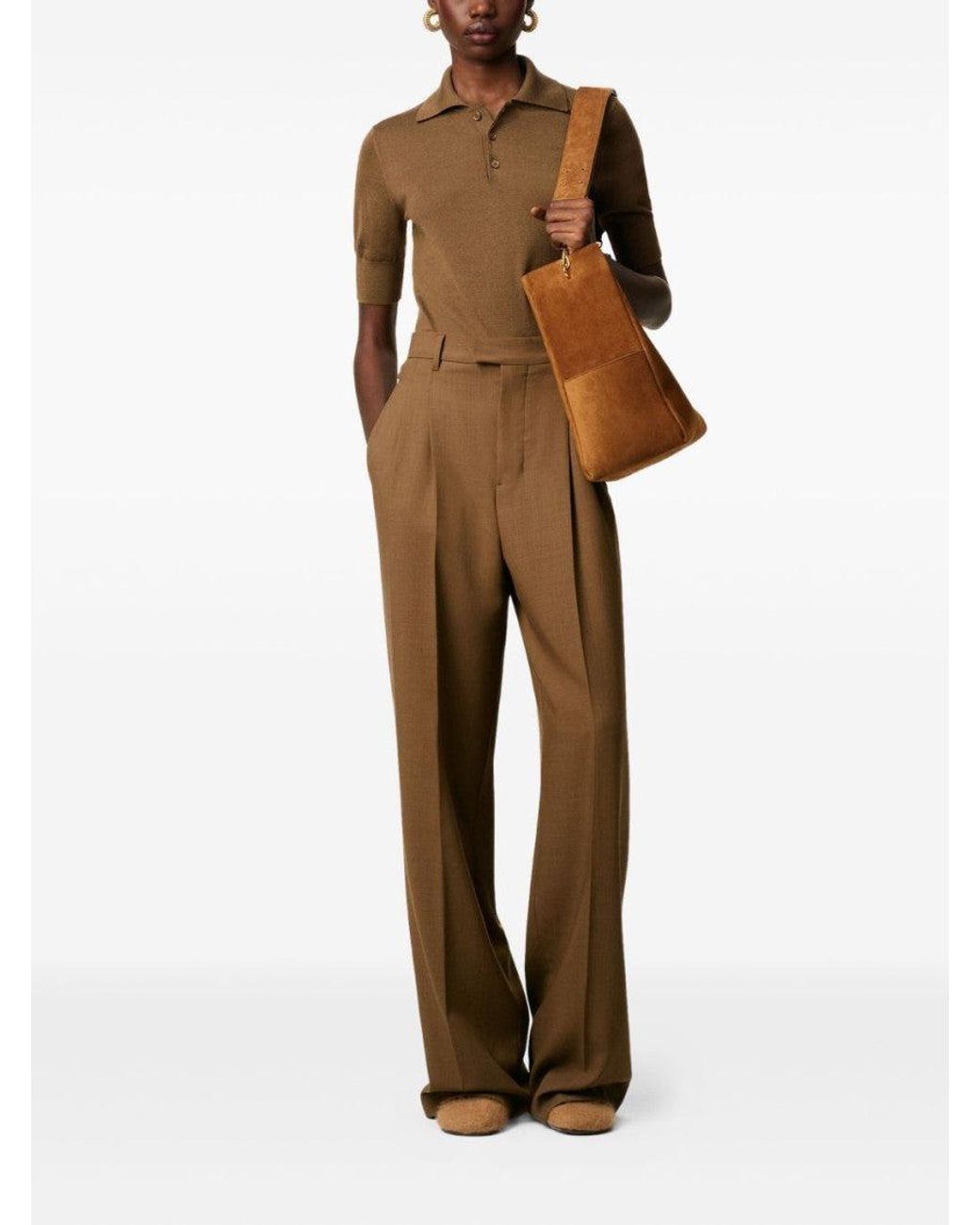 AMI Brown High-Waisted Trousers