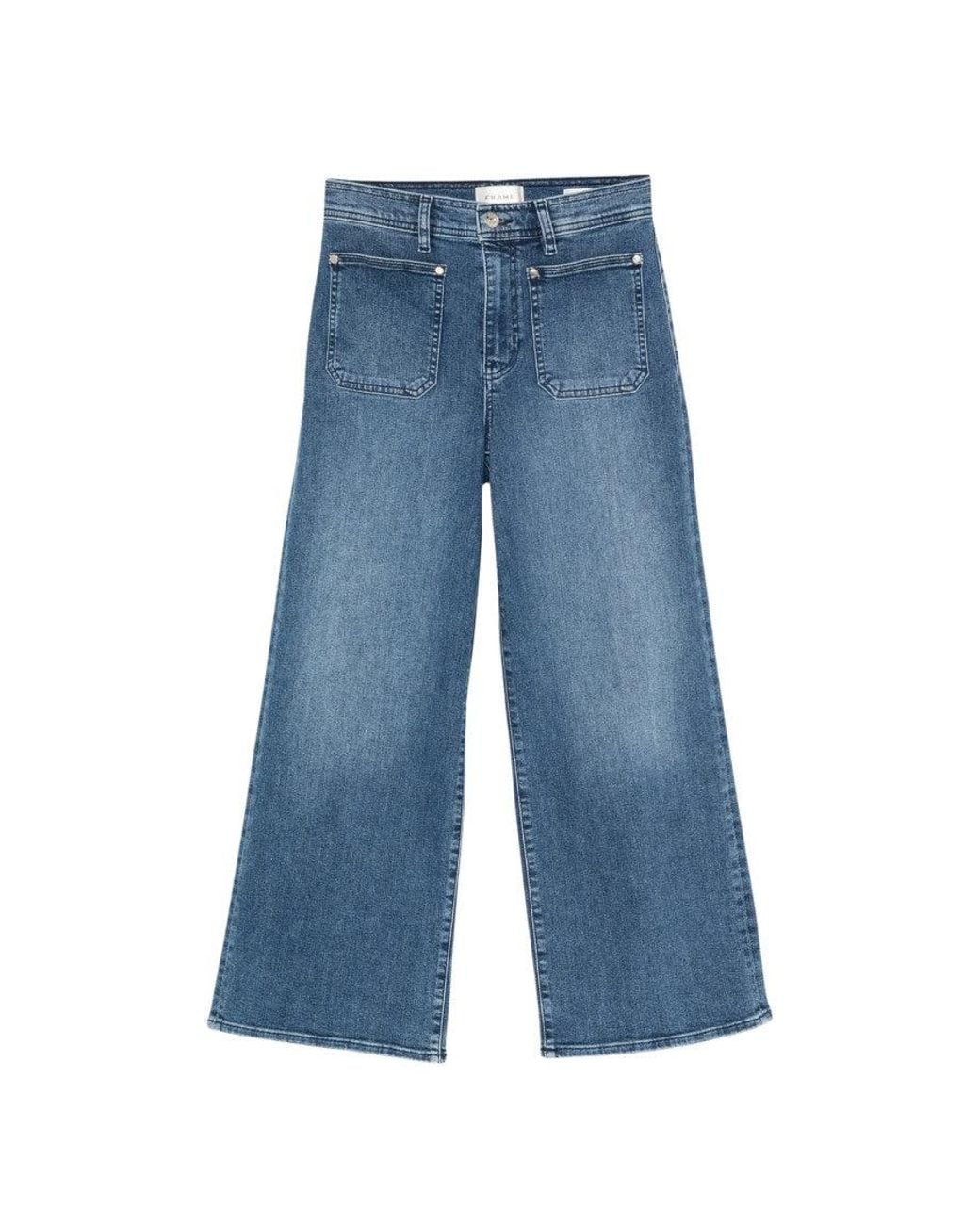 FRAME Blue Flared High Rise Jeans