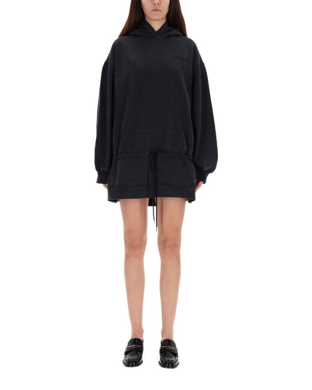Alexander Wang Black Solid Hood Mini Dress