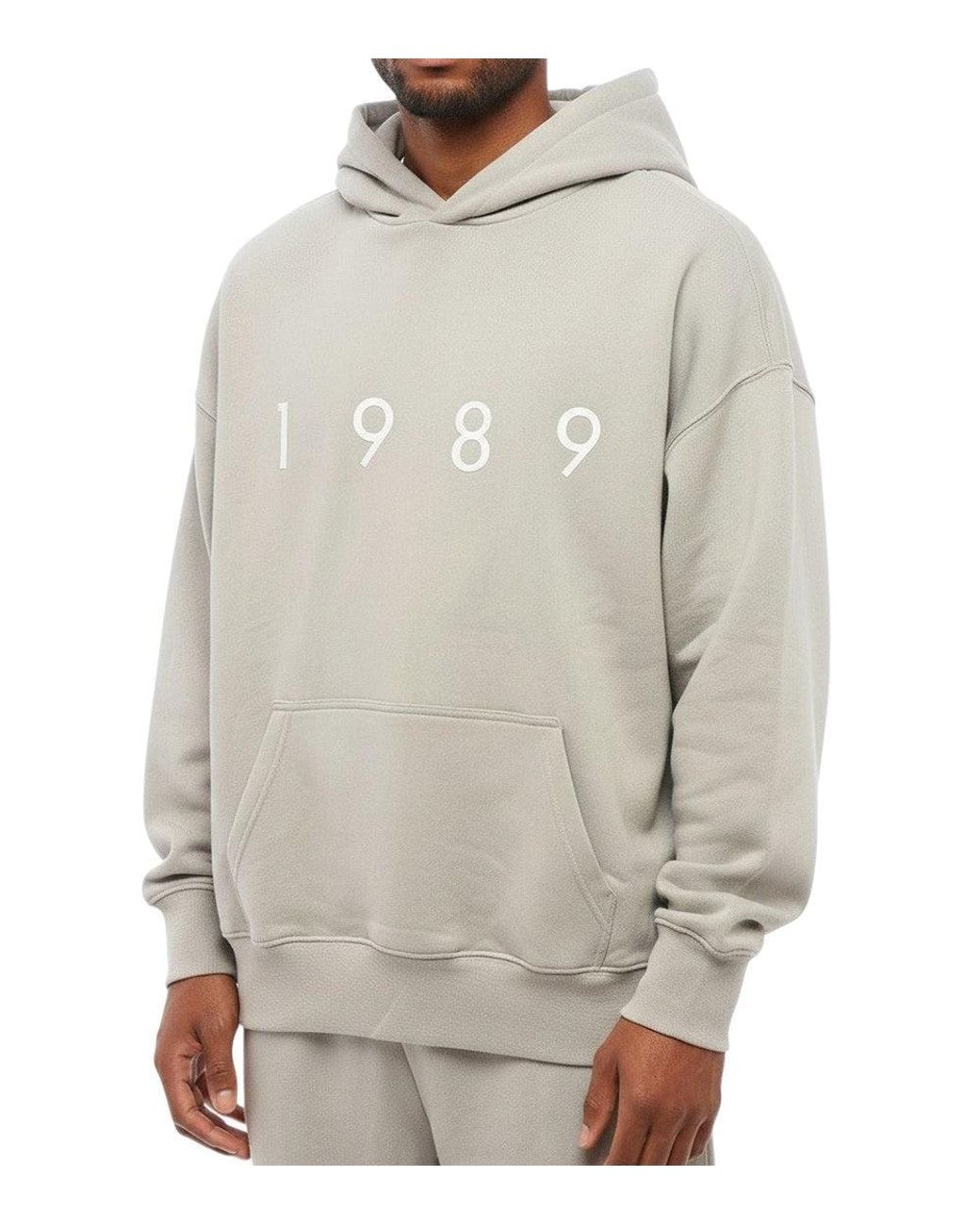 1989 STUDIO Gray Logo Relaxed Hoodie for men