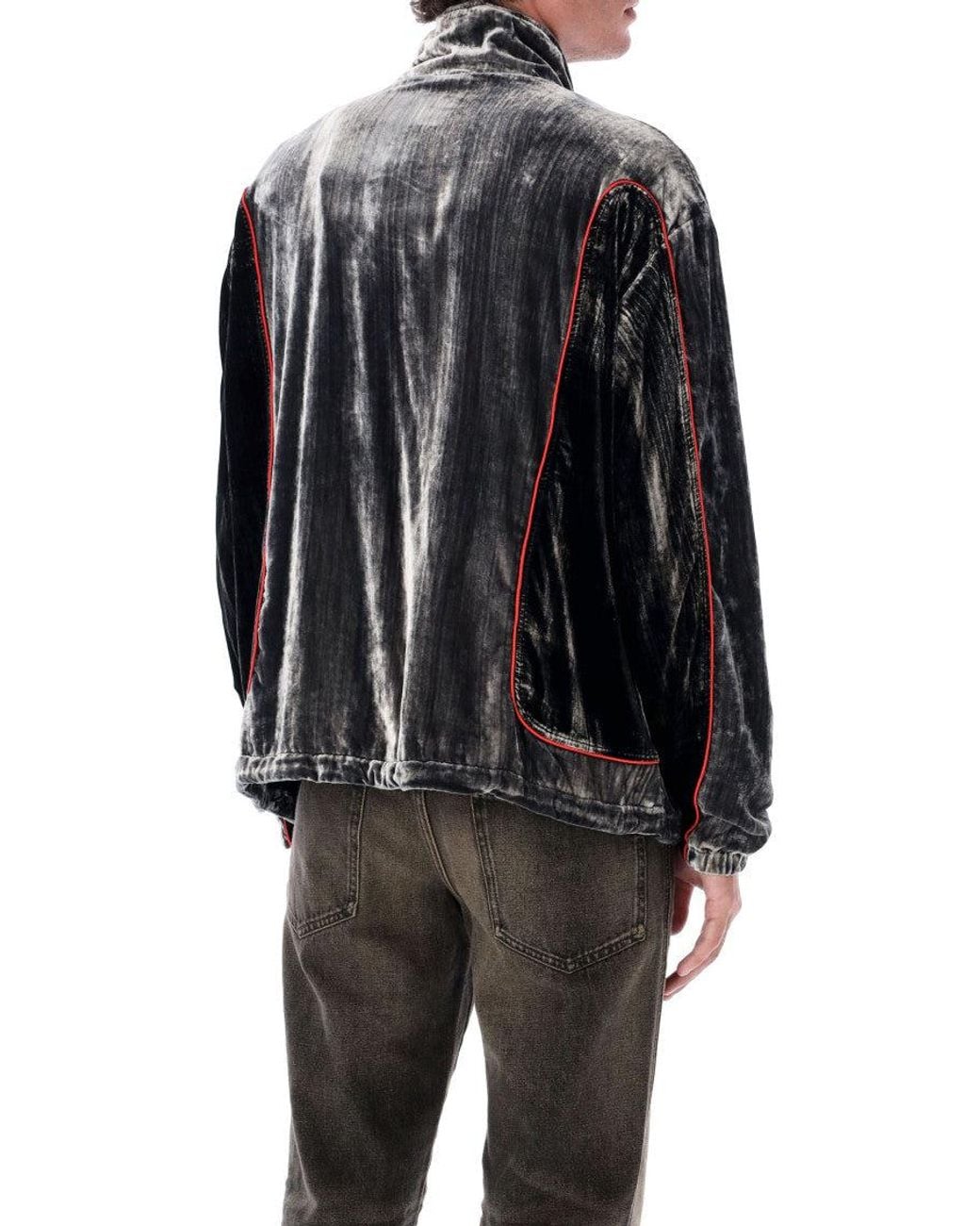 DIESEL Black Textured Track Jacket for men