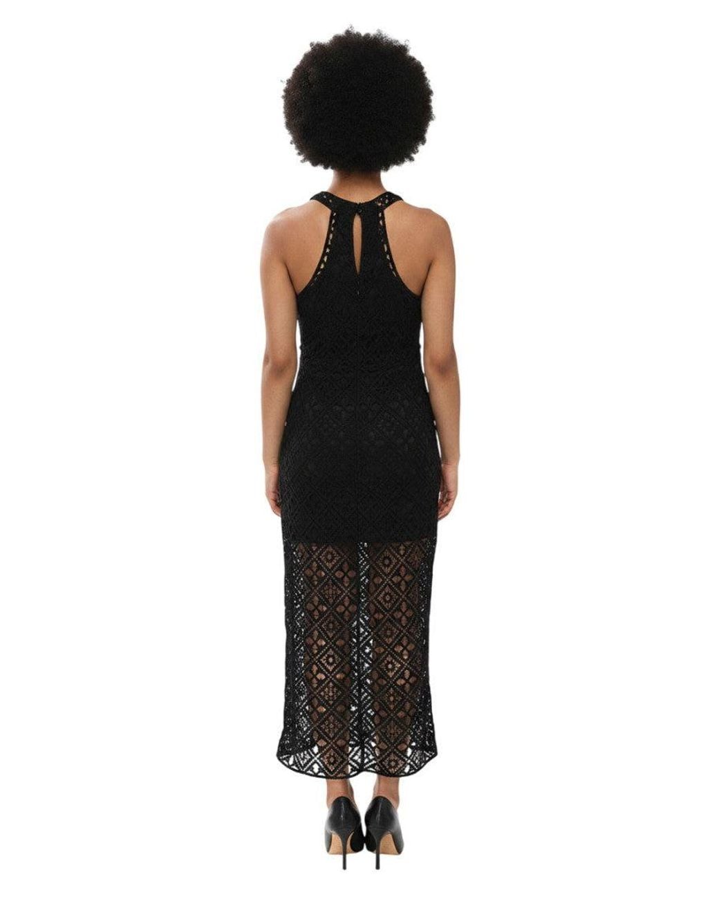 Off-White c/o Virgil Abloh Black Crochet Halter Neck Midi Dress