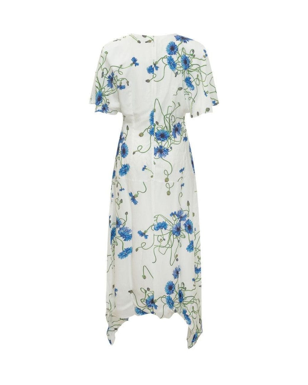 Stella McCartney Blue Floral V Neck Midi Dress