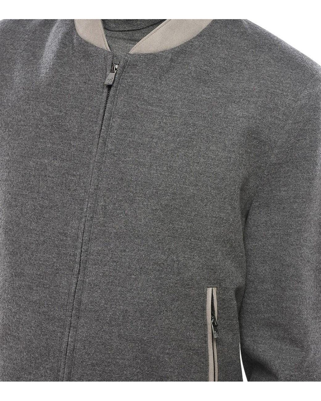 Corneliani Gray Zip Up Bomber Jacket for men