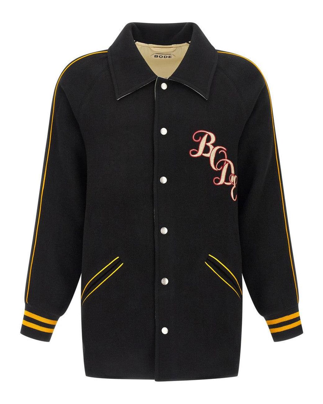 Bode Black Logo Shirt Collar Jacket for men