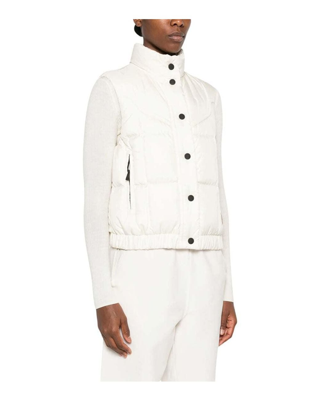 Moncler White Quilted Mock Collar Jacket