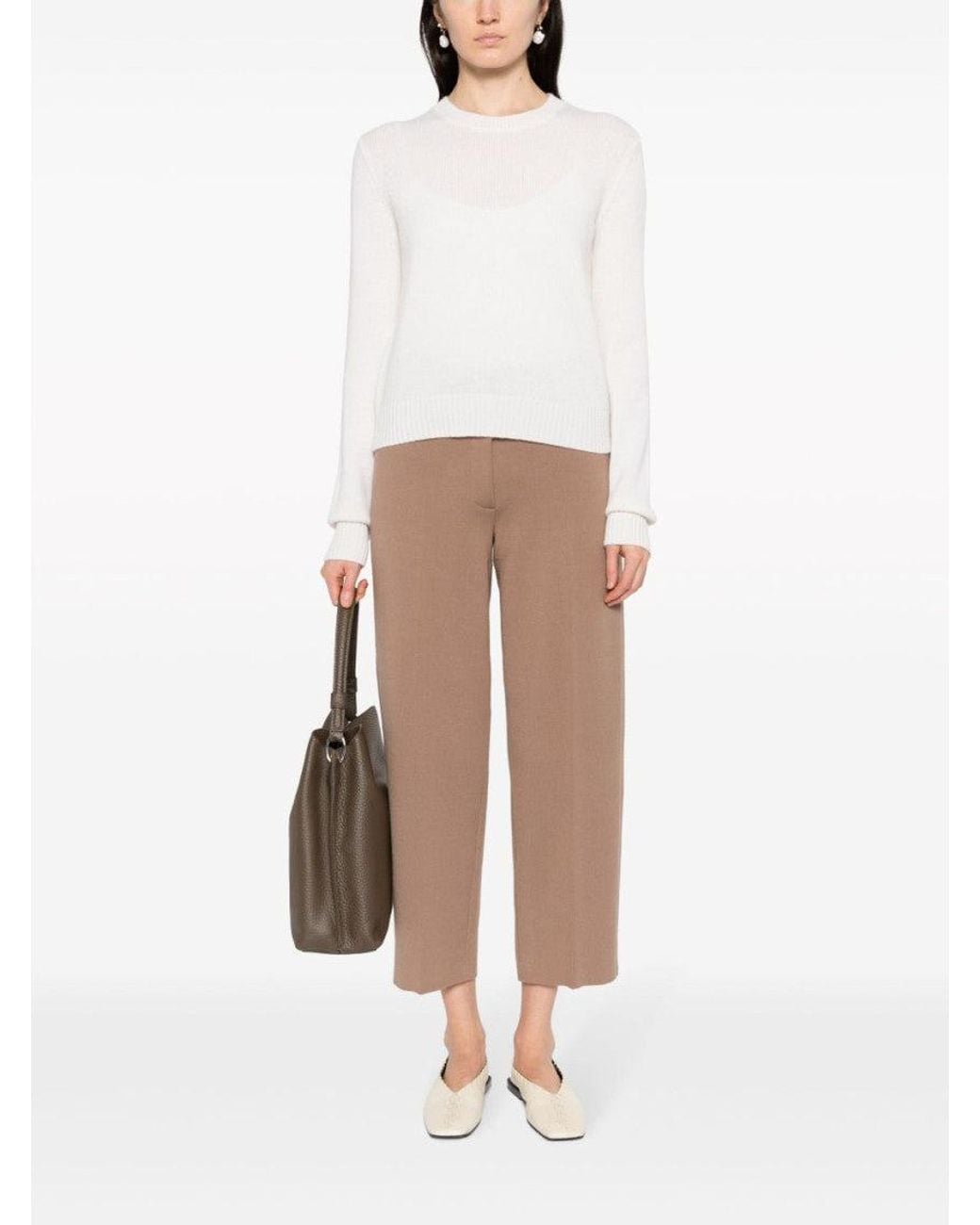 Lisa Yang White Crewneck Wool Sweater