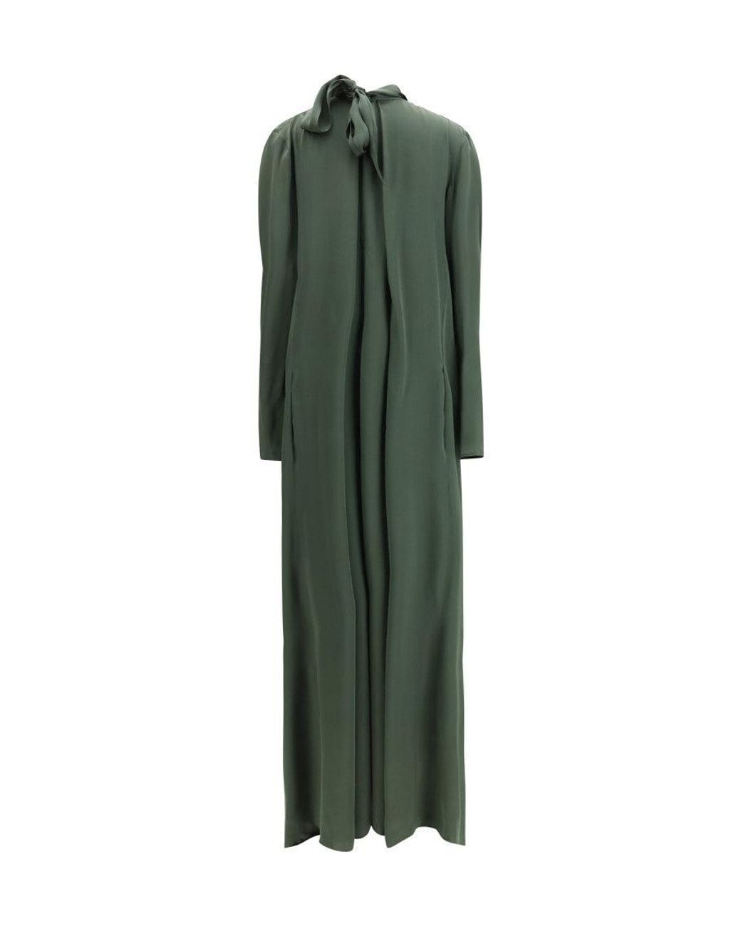 Petar Petrov Green Mandarin Collar Maxi Dress