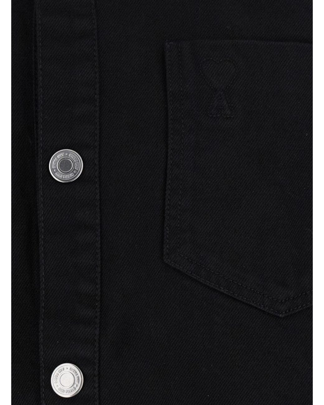 AMI Black Regular Logo Overshirt for men
