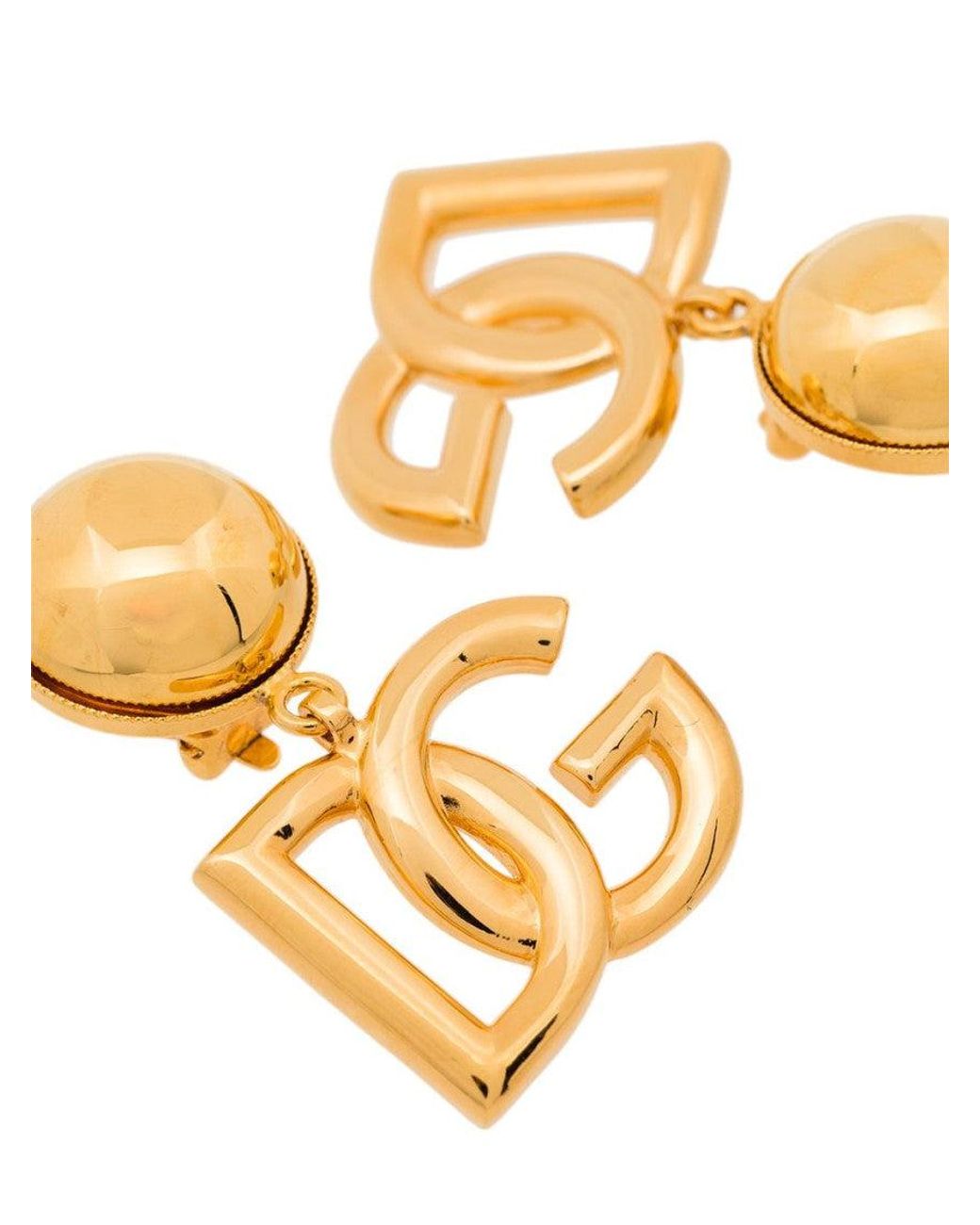 Dolce & Gabbana Metallic Golden Logo Earrings