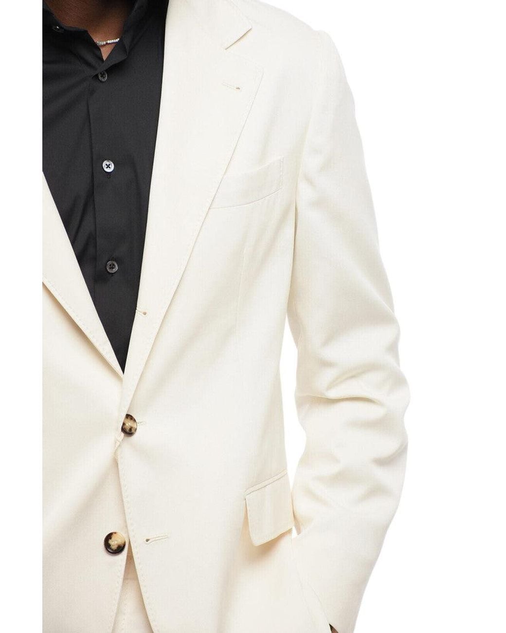 Brunello Cucinelli White Notched Lapel Blazer for men