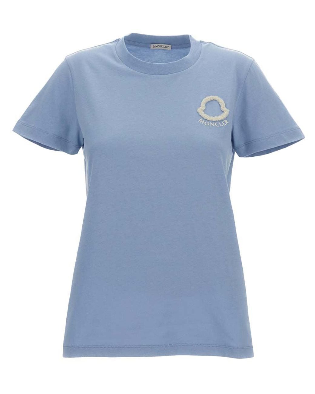 Moncler Blue Sky Crew Neck Logo T-Shirt