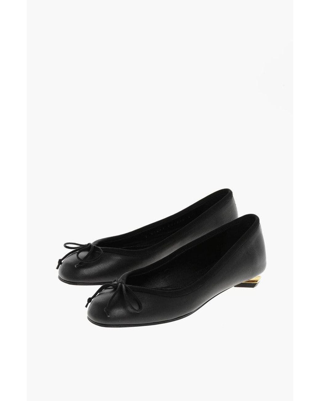 McQueen Black Leather Ballet Flats