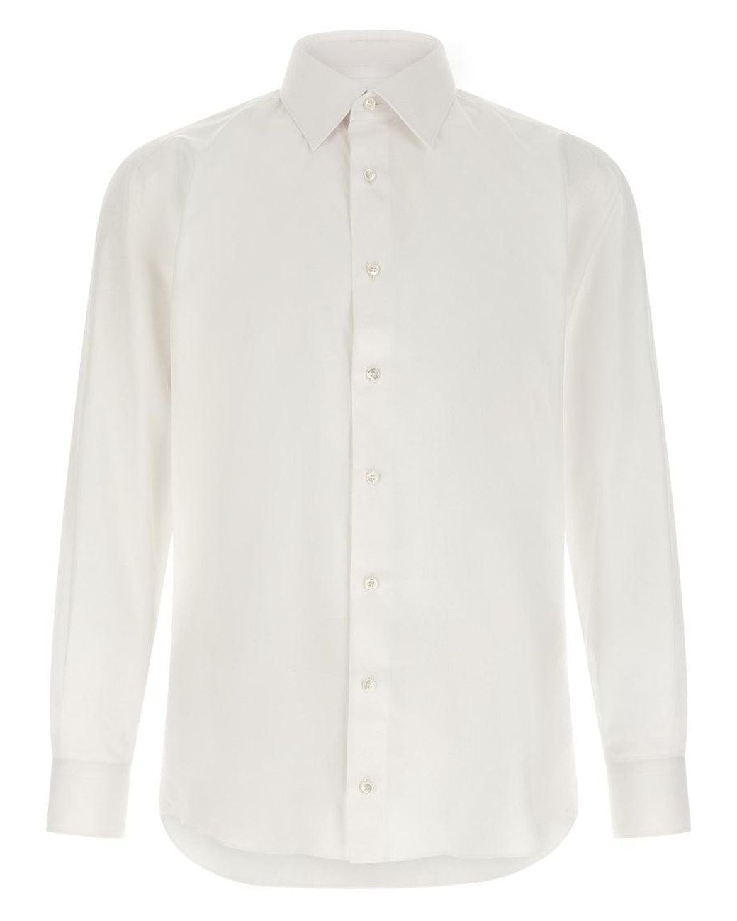 Brioni White Regular Solid Shirt for men