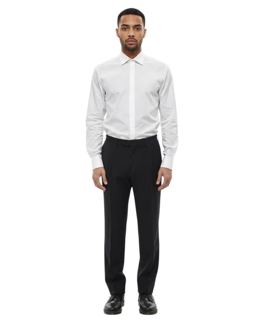 Corneliani Gray Regular Flat Front Pants for men