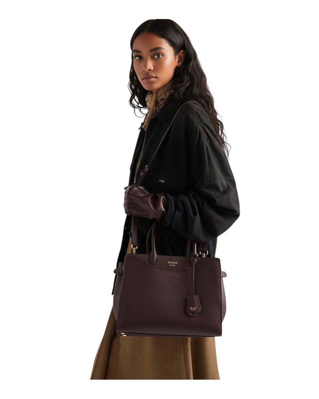 Prada Brown Logo Large Satchel