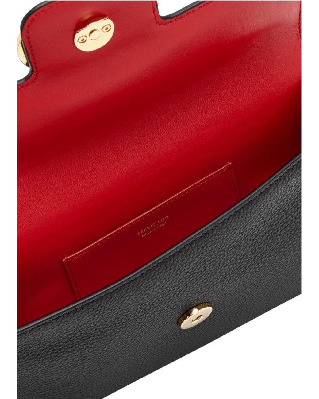 Ferragamo Black Double Gancini Medium Clutch