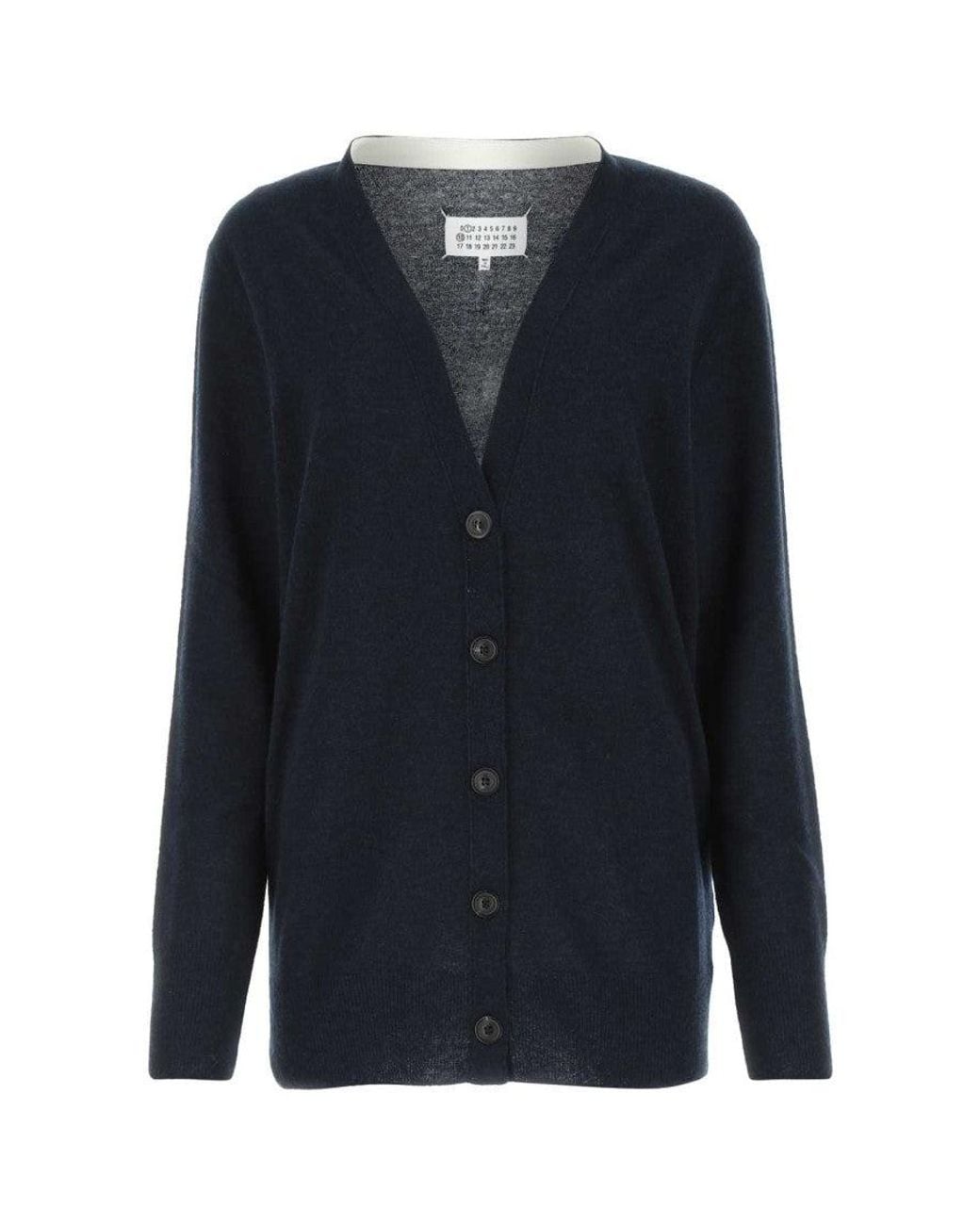 Maison Margiela Blue Midnight Wool Blend Cardigan