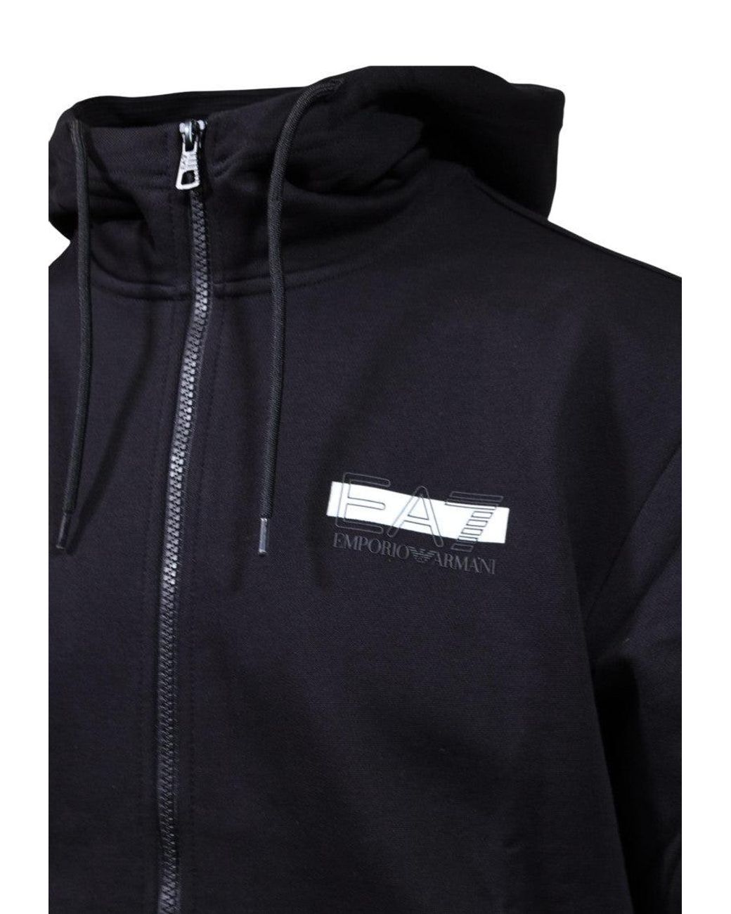 EA7 Black Regular Logo Tracksuit for men