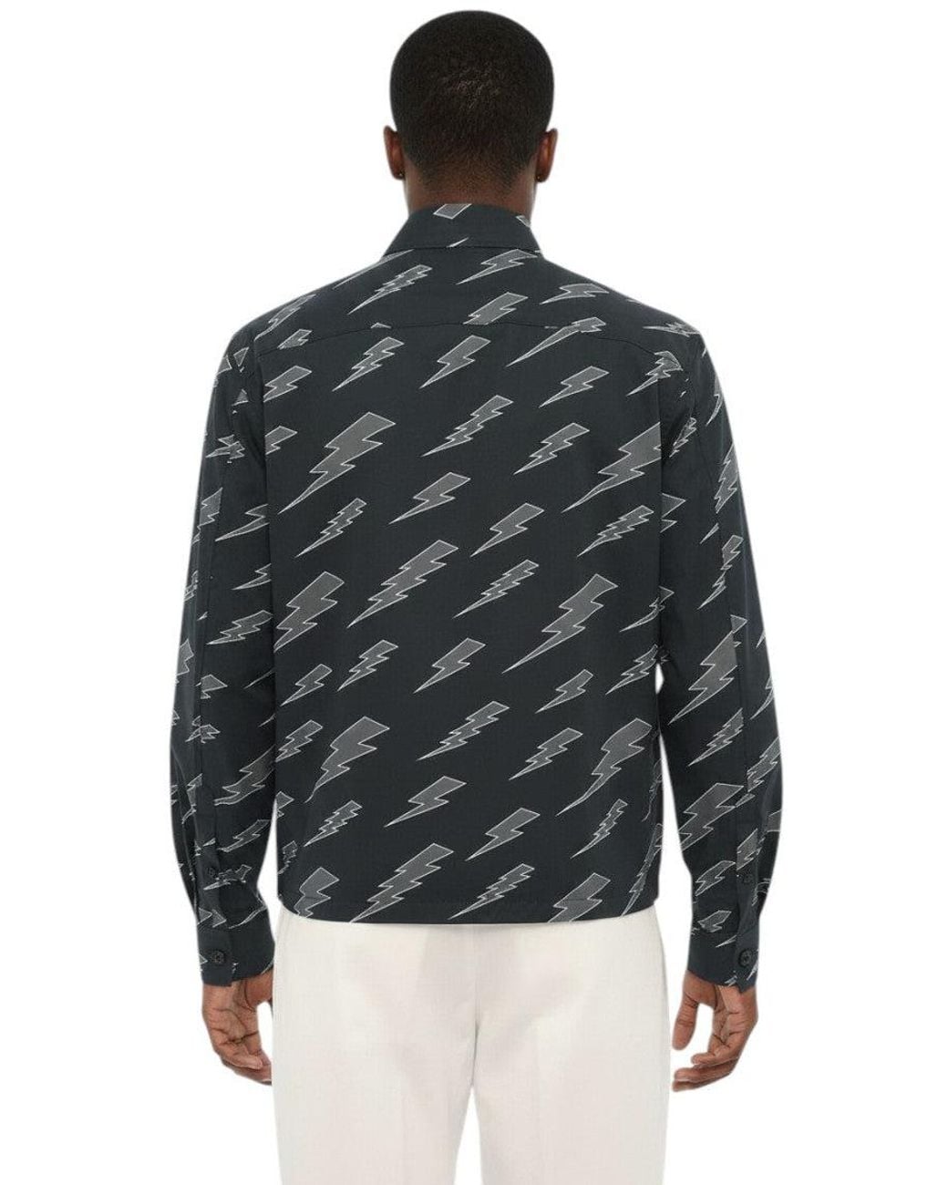 Neil Barrett Black Zip Up Printed Shirt for men