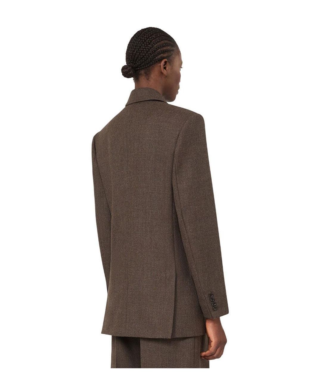 Max Mara Brown Textured Peaked Lapel Blazer