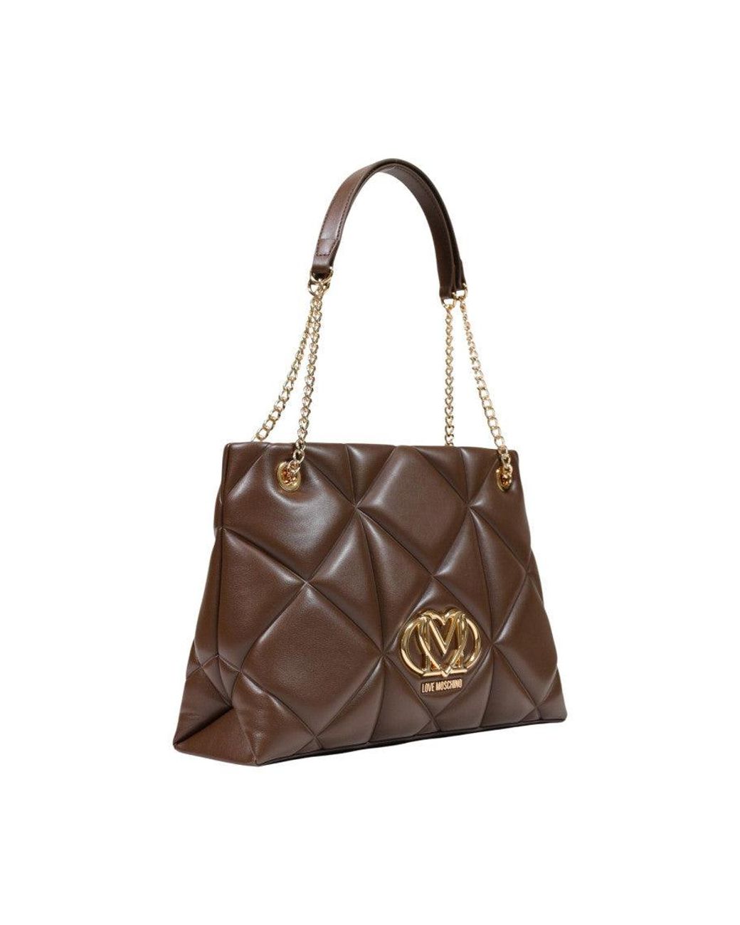 Love Moschino Brown Heart Logo Top Zip Tote