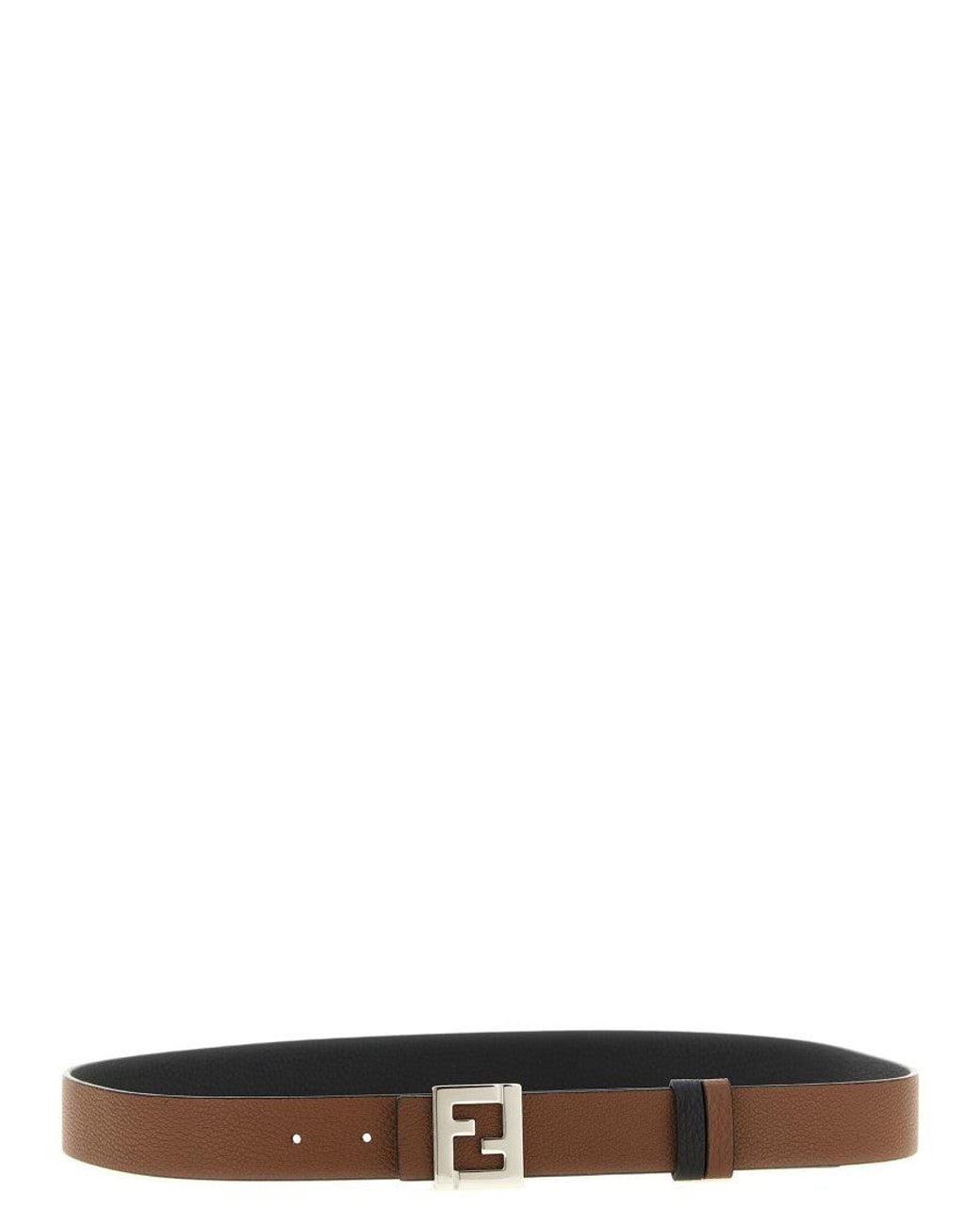 Fendi White Ff Reversible Buckle Belt for men