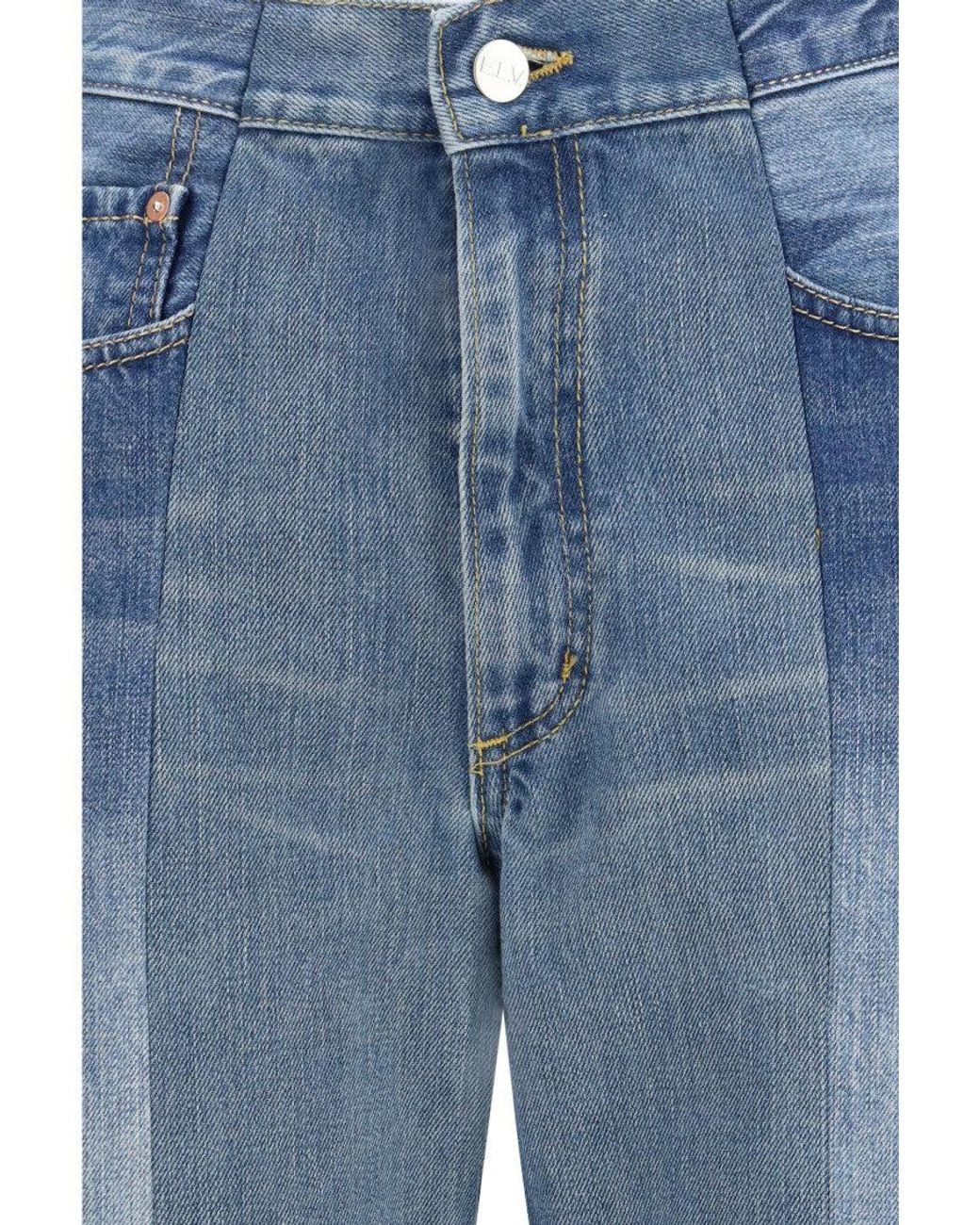 E.L.V. Denim Blue Light Flared High Rise Jeans