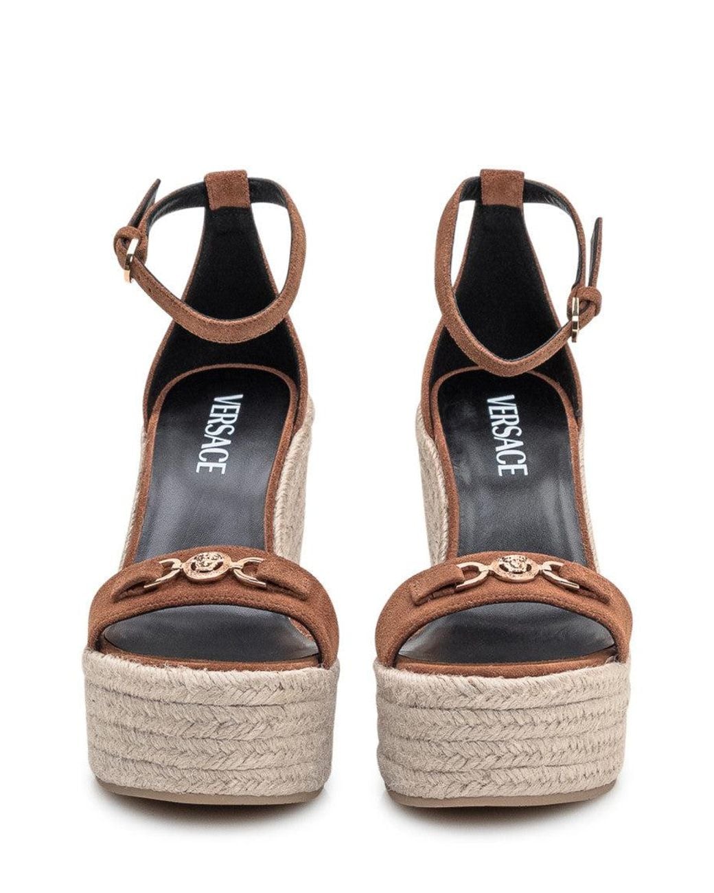 Versace Natural Ankle-Strap Wedges