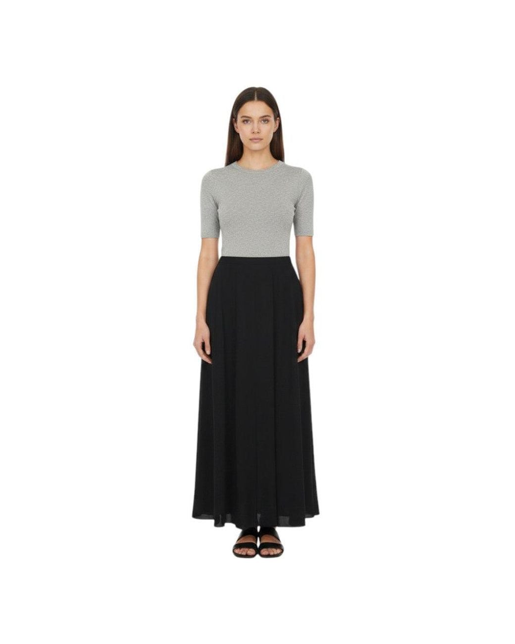 Alberta Ferretti Black Solid Midi Skirt