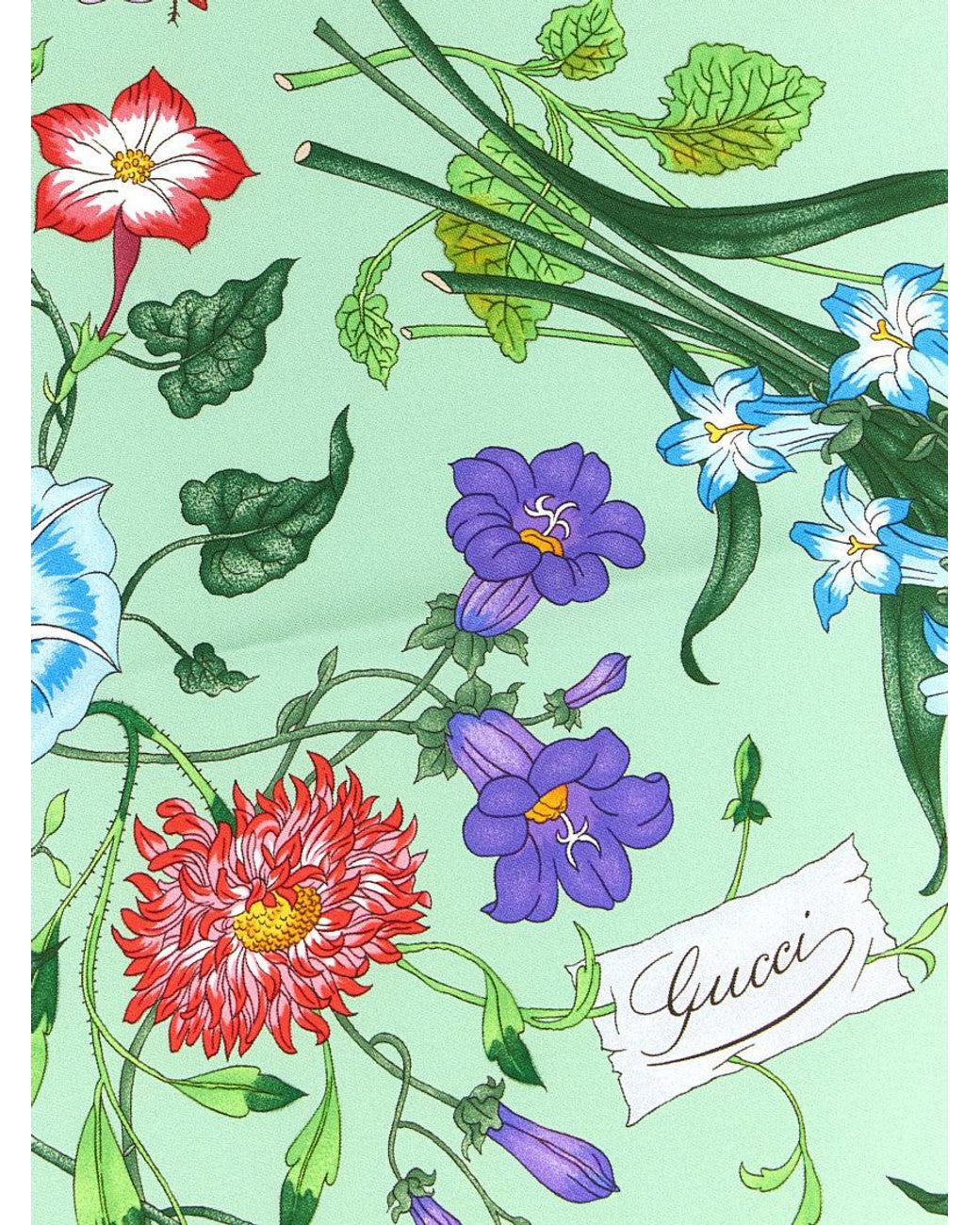 Gucci Green Floral Scarf