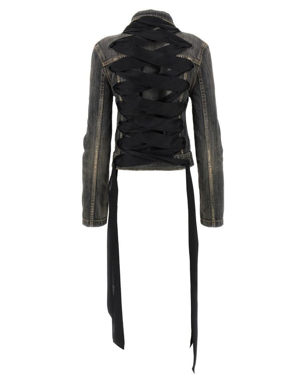 Balenciaga Black Dark Lace-Up Denim Jacket