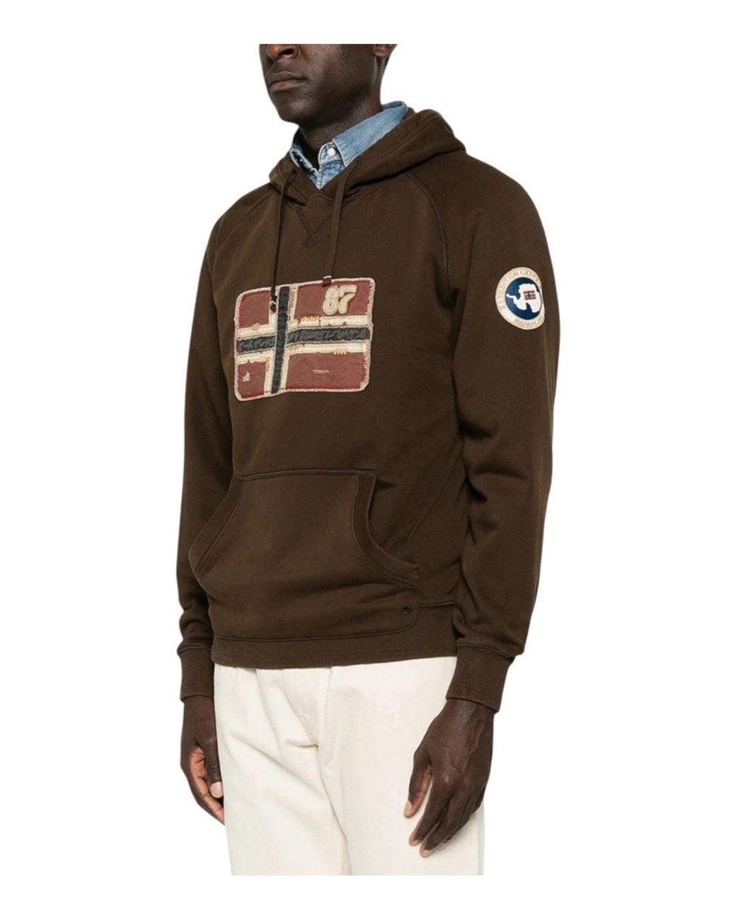 Napapijri Brown Regular Logo Hoodie for men
