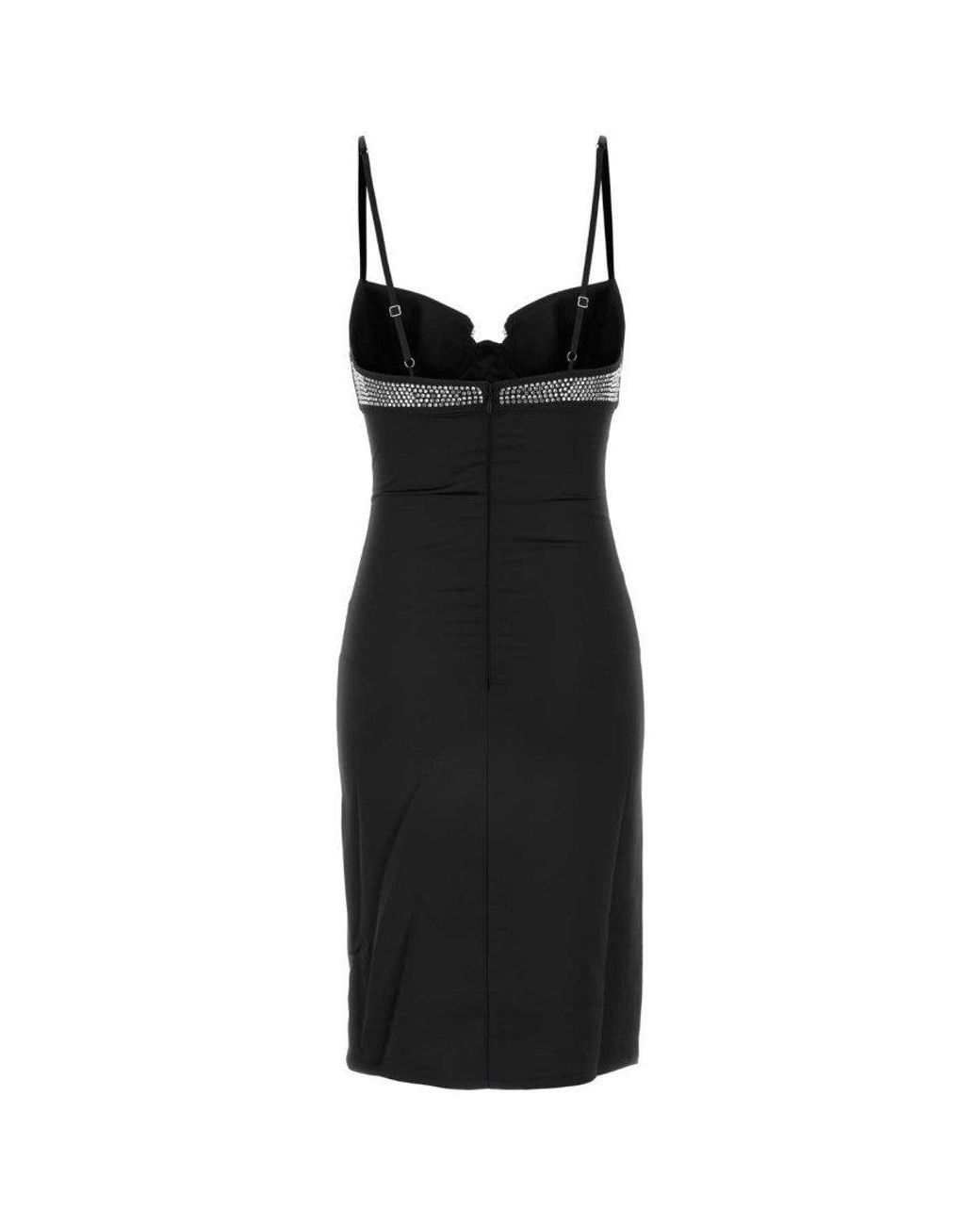 Oseree Black Crystal-Embellished Tube Dress