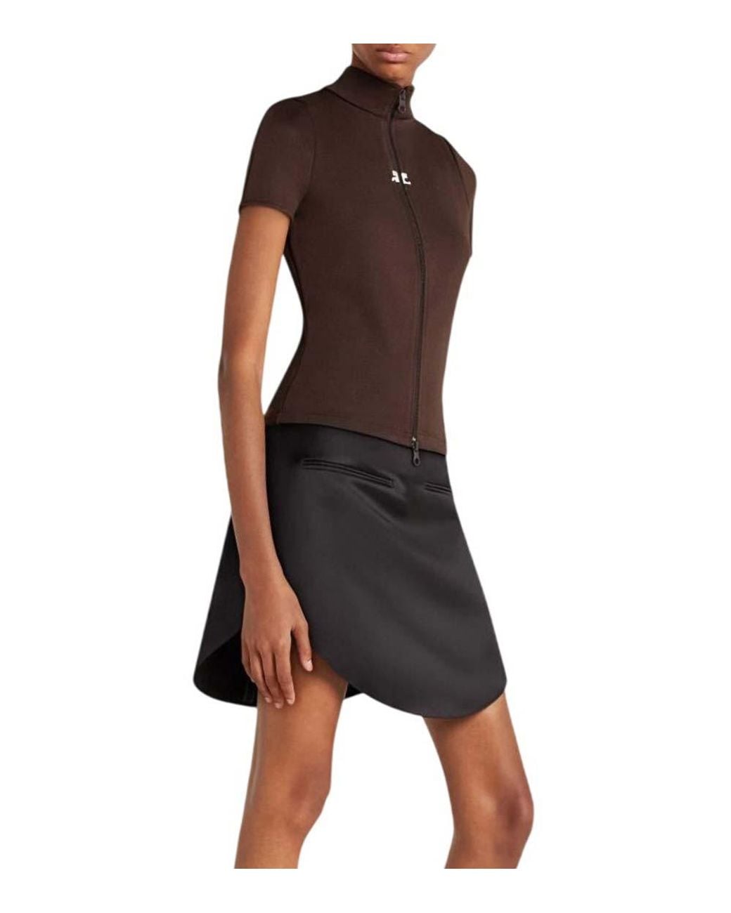 Courreges Black Mock Collar Top