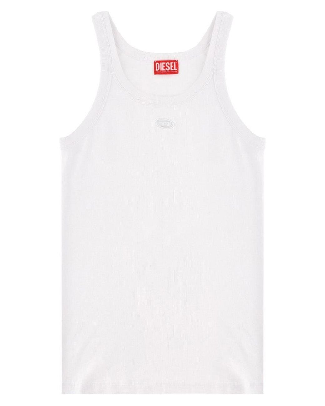 DIESEL White Logo Tank Top for men