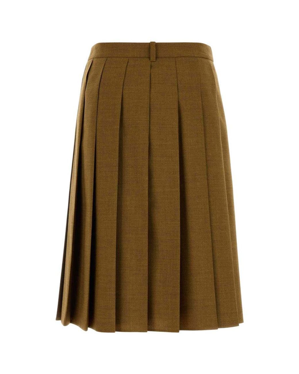 Prada Green Pleated Midi Skirt
