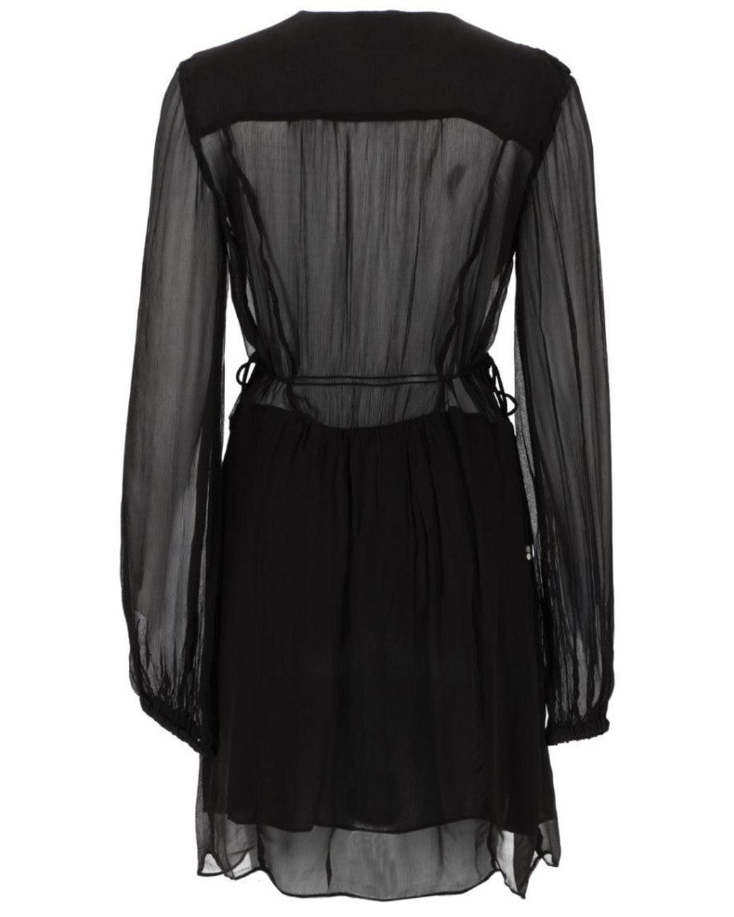 Isabel Marant Black Pleated V Neck Mini Dress
