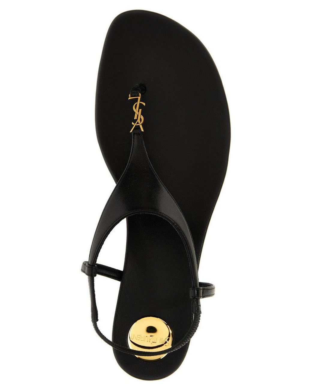 Saint Laurent Black Leather Sandals