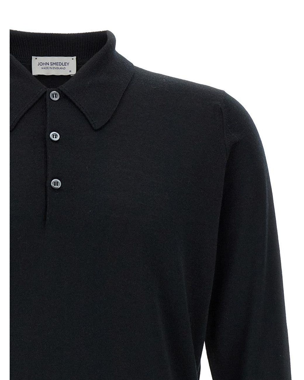 John Smedley Blue Wool Polo T-Shirts for men