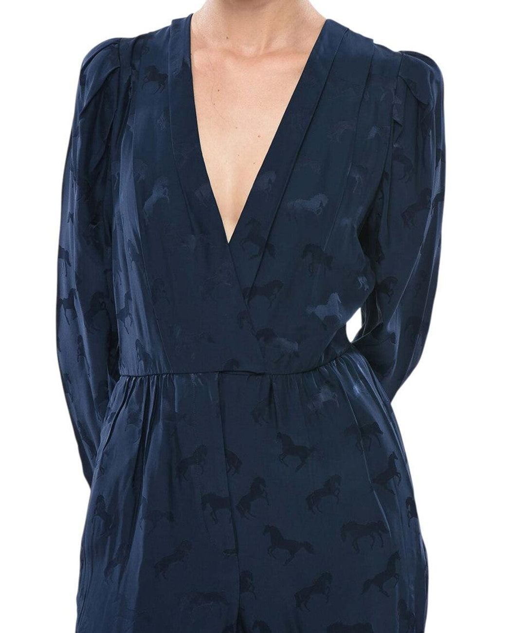 Stella McCartney Blue Jacquard V Neck Jumpsuit