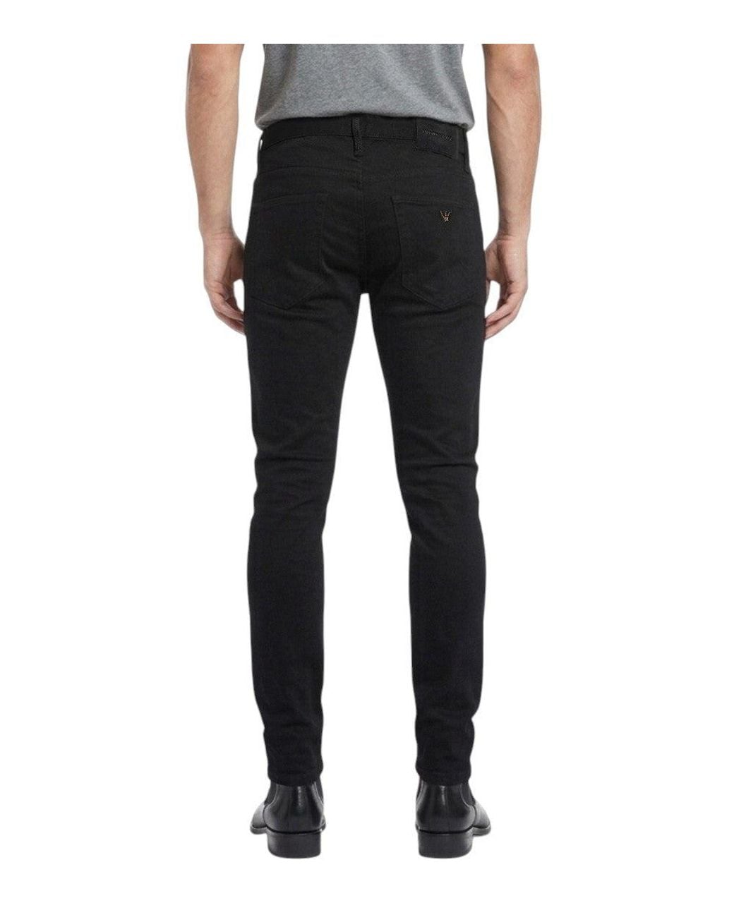 Emporio Armani Black Slim Mid Rise Jeans for men