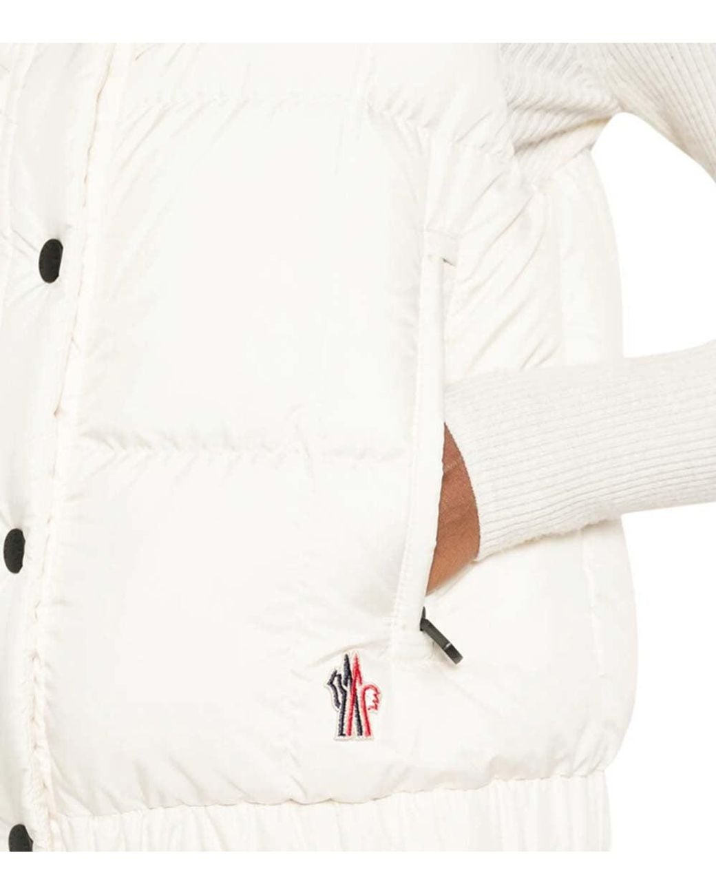 Moncler White Quilted Mock Collar Jacket