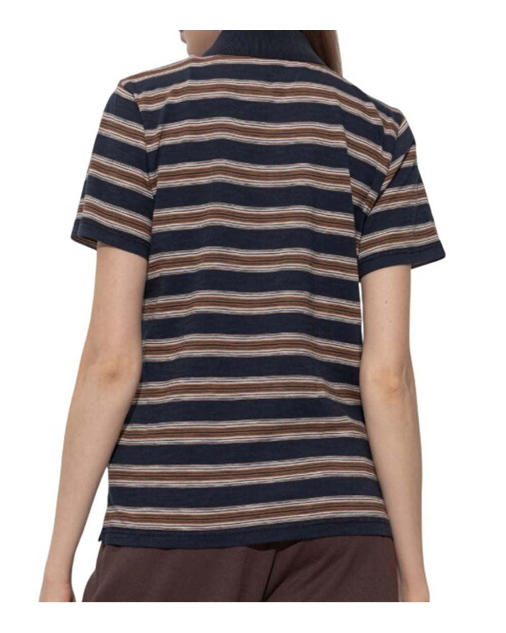 Moncler Blue Stripes Shirt Collar Polo