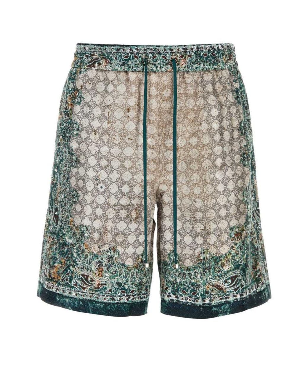 Amiri Gray Paisley Bermuda Shorts for men